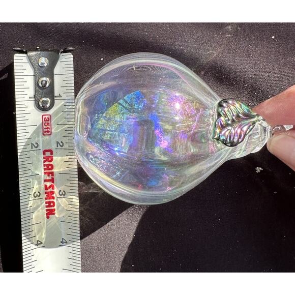 Vtg Dansk Blown Glass Iridescent Pear Shaped Christmas Holiday Ornament -S73 - Picture 8 of 9